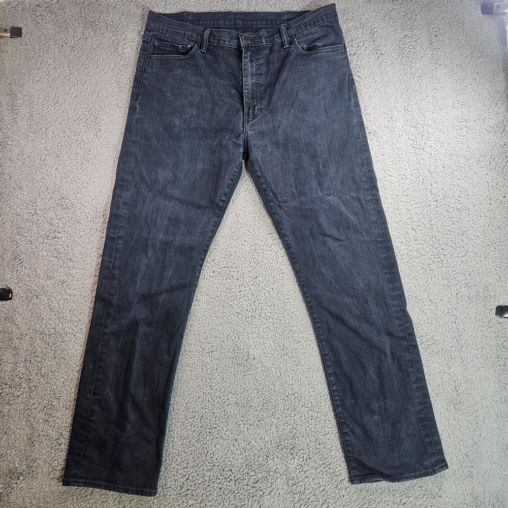 Levi 504 Jeans Men‎ Size 38x32 (Act. 36x32) Dark Wash Zip Fly Straight Leg Black